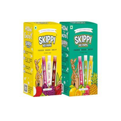 Skippi Ice Pops Combo Pack of 2 – Natural Ice Popsicles 24 Pops (2 x 12 x 32ml)