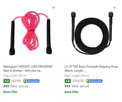 Skipping Ropes Starting @ ₹49/-