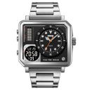 SKMEI Men's Square Watch, LED Backlight Large Screen Multi-Time Zone Men's Watch...