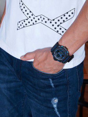 SkmeiMen Black Analogue & Digital Chronograph Watch 995-BL