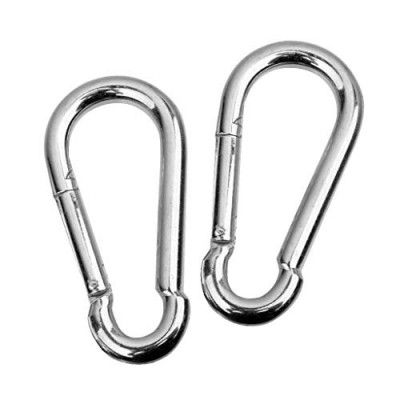 SKMT snap Hook Lock, snap Hook for Rope, Stainless Steel Spring Snap Hook Carabiner (Silver), Outdoor Sports Carabiner snap Spring Clips Hook (8MM Pack of 2)