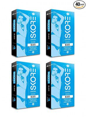 Skore Blues Coloured Condoms - 10S Pack of 4