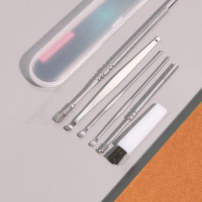 Skudgear Ear Wax Cleaner Kit with a Storage Box - Set of 6 (Silver Color) | Remover Tool | Ear Wax Picker for Baby and Adults | Delicate as Cotton Effective Comfortable | Spring Ear Wax Cleaner