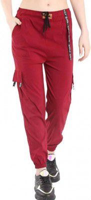 SKUs  Women Regular Fit Maroon Lycra Blend Trousers