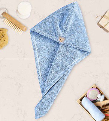 Sky Blue Microfiber Solid 500 GSM Hair Wrap Towel (1Pc)