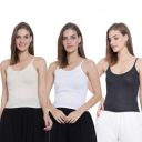 Sky Heights Women Pure Cotton Short Length Camisole/Spaghetti Combo (Pack of 3)...