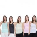 Sky Heights Women Pure Cotton Thick Strap Camisole/Spaghetti Combo (Pack of 5)...