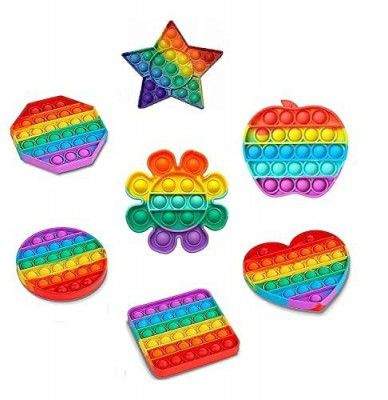 Sky Tech® Poppet Pop It Fidget Toys, Push Pop Bubble Fidget Sensory Toy, Autism Special Needs Silicone Stress Relief Toy, Great Fidget Toy for Kids and Adults (Assorted Design )(Set of 4 pcs )