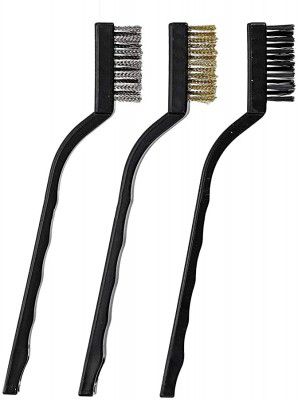 Sky Vogue Different Material Multipurpose Cleaning Brush Set (Stainless Steel Brush + Brass Brush + Nylon Brush) Set of 3