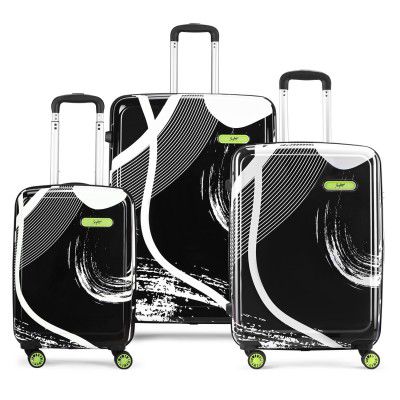 Skybags Pp Hard Shell Spinner Wheels Splash Set (55+65+75 cm) | Printed Trolley Set (Black)