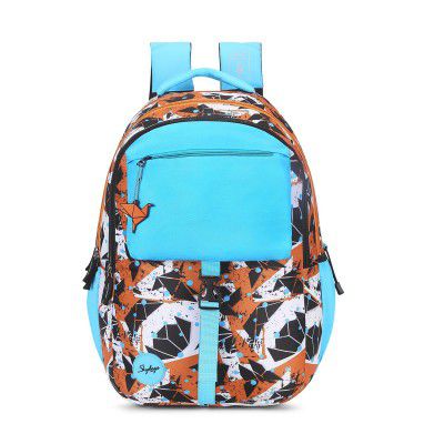 Skybags WOKE PRO 02 4 Compartment SCHOOL BACKPACK BLUE ORANGE