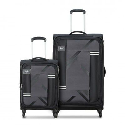 Skybags Zen Set of 2 (58 cm+70 cm) Check-in Trolley Bag | Soft-Sided Luggage (Black)