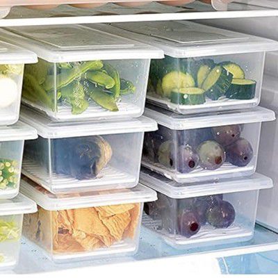 Skylike 6Pcs Fridge Storage Boxes, Fridge Organizer 1500 Ml, Polypropylene, Transparent
