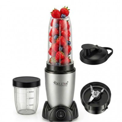 SKYSTAR Blendo 2 Jar Bullet Nutri 750 W Juicer Mixer Grinder For Smoothies, Juice and Protein Shake (2 Jar Blender Nutri | Silver) 2 Year Warranty