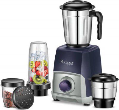 Skystar NavyStorm 4 Jar 750 W Juicer Mixer Grinder (NavyStorm 750W 4 Jar | 4 Jars | Blue & Grey)