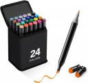 SKYTONE Dual Tip Art Markers 48 Colours With Carrying Case For Painting Sketching (24)...