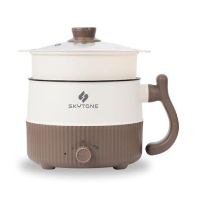 SKYTONE Multipurpose Electric Kettle With Ceramic Coating, 2L | Non-Stick Hotpot Cooker For Boil, Steam, Fry, Saute | Multi Cooker Kettle For Water, Milk, Egg, Tea, Soup, Babyfood, Rices (Beige)