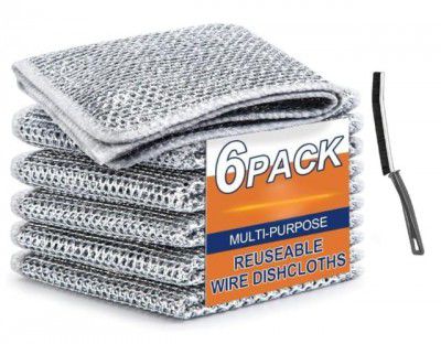SKYTONE Multipurpose Wire Dishwashing Rags for Wet and Dry Stainless Steel Scrubber | Pack of 7