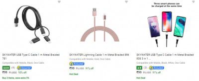 Skywater 3 in 1 Mobile Cables @ ₹79
