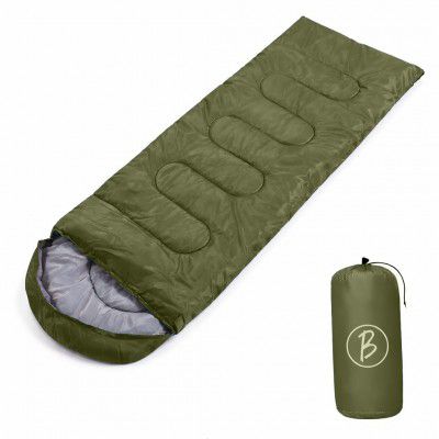 Sleeping Bag for Camping & Travel | Regular Size Lightweight Sleeping Bag (1kg) | Comfortable, Easy to Carry & Store. Pack of 1 (Green)