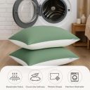 Sleepsia Microfiber Bed Pillow for Sleeping | Down Alternative Ultrasoft Cotton Washable Pillow | Soft Pillow (Pack of 2) Green/White (Green/White)...