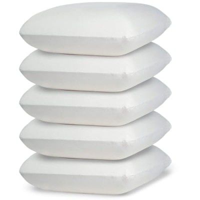 Sleepsia Microfiber Cushion Inserts Pillow (Set of 5, White) 18 X 18 Inches Pillow for Sofa, Bed and Couch - Throw Pillow Inserts