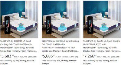 SLEEPSPA by COIRFIT LA Mattress Upto 82% Off