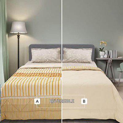 SleepX 100% Soft Mercerised Cotton Reversible Microfiber Comforter - Diamond Quilting- Single 88"X60" - Birch