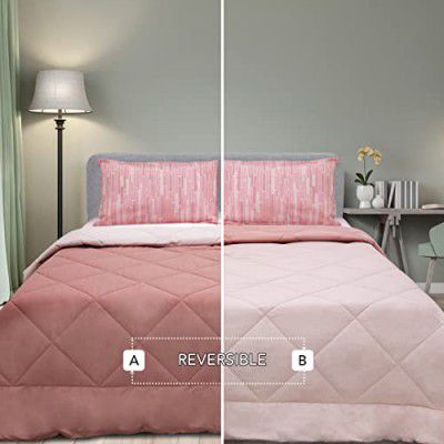 SleepX 100% Soft Mercerised Cotton Reversible Microfiber Comforter - Diamond Quilting- Single 88\'X60\' - Cloud Pink
