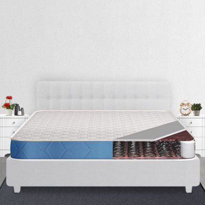 SleepX Ortho Bonnell Spring, Quilted Memory Foam 8-inch King Bed Size Mattress (Blue, 78x72x8 inch)