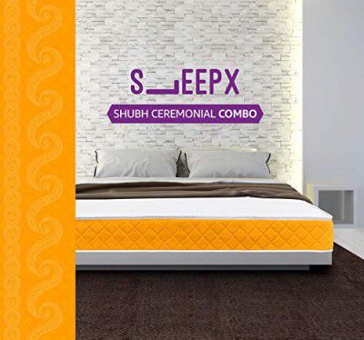 SleepX Shubh Ceremonial Combo Apt Foam Mattress - (75x72x6 Inches) with 2 Super Soft Pillows, 100% Fine Cotton Bedsheet and Reversible Luxurious Comforter