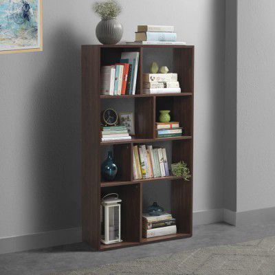 Sleepyhead Jigsaw - Engineered Wood Book Shelf (4 Shelves, Dark Walnut & Slate Grey Finish, Set of 1)