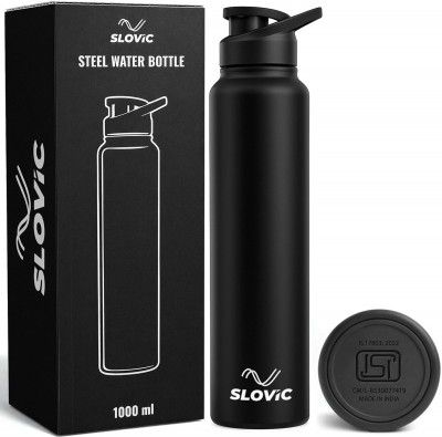 SLOVIC Durable & Stylish Leak-Proof 1000 ml Stainless Steel Bottle (Pack of 1, Black)