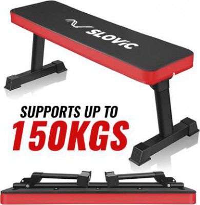 SLOVIC Foldable Flat Fitness Bench – Heavy Duty, Space-Saving Design Duty| Home Gym Flat Fitness Bench
