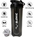 SLOVIC Leak-Proof Gym Shaker | Protein Shaker with Typhoon Blender | BPA-Free 700 ml Shaker  (Pack of 1, Black, Plastic)...