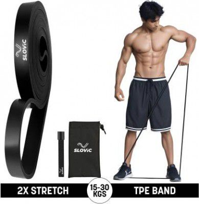 SLOVIC Resistance TPE Bands for Workout | Pull Up Band | Loop Band | Heavy Duty Fitness Band  (Black, Pack of 1)