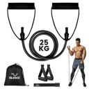 SLOVIC Resistance Tube (1 Year Warranty) with 30+ Exercise E-Guide & Foam Handle, Suitable for Home and Gym for Men and Women, Multipurpose Resistance Tube Band (Black = 25kg)...