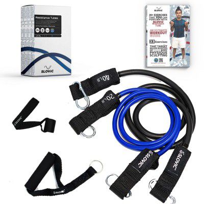 Slovic Resistance Tube for Workout | Exercise Equipment for Home Gym | Resistance Tube Set for Exercise | Workout for Men & Women | With Door Anchor Foam Handles & 30+ Exercises Guide | Heavy Duty | 1