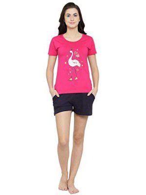 Slumber Jill Fuchsia Navy Flamingo Shorts Set
