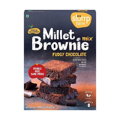 Slurrp Farm Fudgy Chocolate Brownie Mix | Eggless, Wheat and Maida Free, 400g