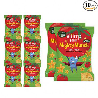 Slurrp Farm Healthy Snacks for Kids | Mighty Puff Tangy Tomato 8X 20g Each