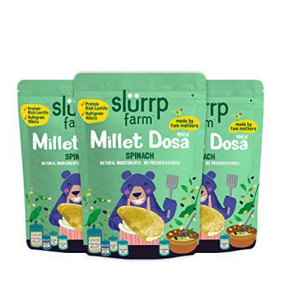 Slurrp Farm High Protein Millet Dosa Instant Mix, Supergrains And Spinach, Natural, And Healthy Food, 150g (Pack Of 3)