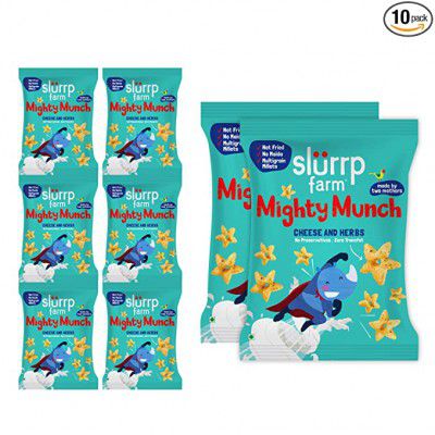 Slurrp Farm Healthy Snacks for Kids | Mighty Puff Cheese & Herbs| Not Fried, No Maida | 8X 20g Each