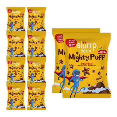 Slurrp Farm Healthy Snacks for Kids | Mighty Puff Choco Ragi | 10 X 20g Each