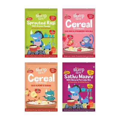 Slurrp Farm Ragi Trial Pack Combo, No Sugar No Salt, Rich in Calcium, Easy for Digestion, 50g each (Pack of 4)