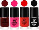 SM FASHION Nail Polish Combo Set (Pack of 4) Quick Dry Gel Finish Nail Paint | Wine Red,Deep Pink,Fire Orange,Black | 7 ml Each...