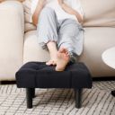 HOUCHICS Small Footstool Ottoman, Velvet Soft Footrest Ottoman with Wood Leg...