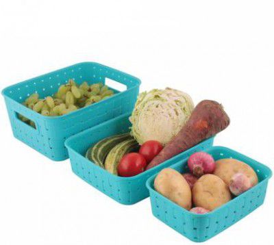 MACARIZE Plastic Smart Utility Ruff & Tuff Storage Basket Storage Basket (Pack of 3)