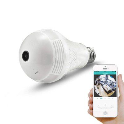 SmartCam 2MP 960/1080p Bulb Shape Fisheye 360° Panoramic Wireless WiFi IP CCTV Security Camera with Coloured Night Vision