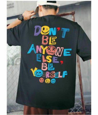 Smartees Men Black Over-Sized Round Neck Oversized T-shirt